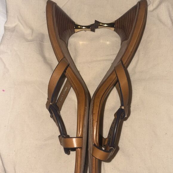 Tory Burch Miller Bombé Low Heel Sandals/Dust Bag Caramel Corn 8 - Picture 7 of 16